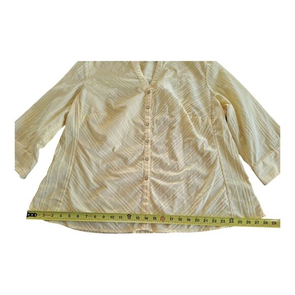 Vintage Faded Glory Stretch Shirt Pearl Snap Butter Yellow Cotton Blend 22W 24W - Picture 13 of 15